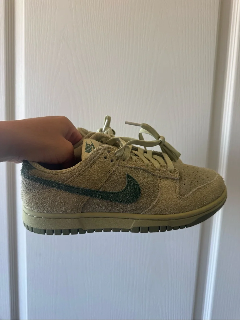 Never Worn Nike Olive-Toned Dunk Low with Forest Green Swoosh